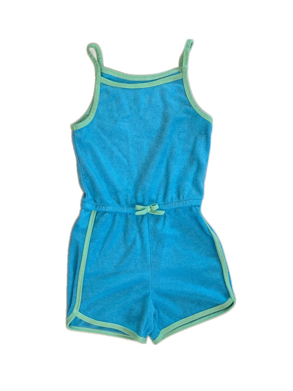 wonder nation Blue and Mint Green Terry Romper, Swim Coverup | Girls XS (4/5)